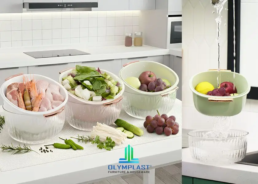 Mangkuk Peniris Sayur 2in1 Olymplast Houseware CDBO